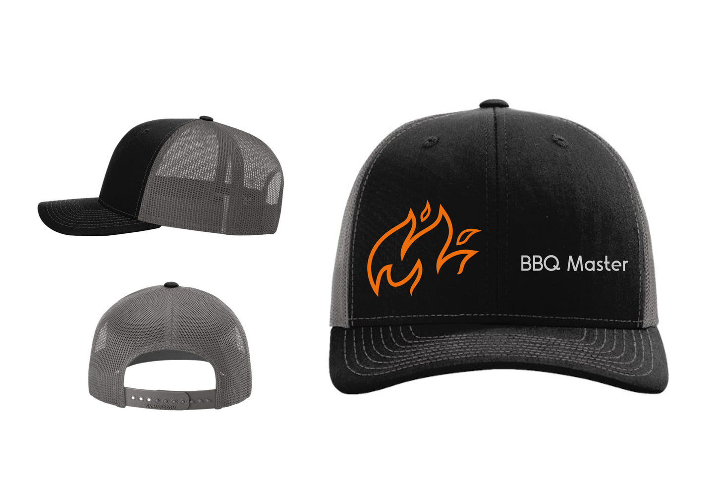 Casquette BBQ Master style camionneur Richardson noir et anthracite. Ajustable, confortable et respirante, cadeau parfait pour les passionnés du BBQ! -
Richardson BBQ Master trucker-style cap in black and anthracite. Adjustable, comfortable, and breathable—the perfect gift for BBQ enthusiasts! 